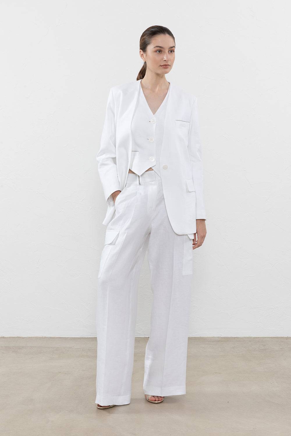 Peserico Blazer Monopetto In Gabardina Di Puro Lino