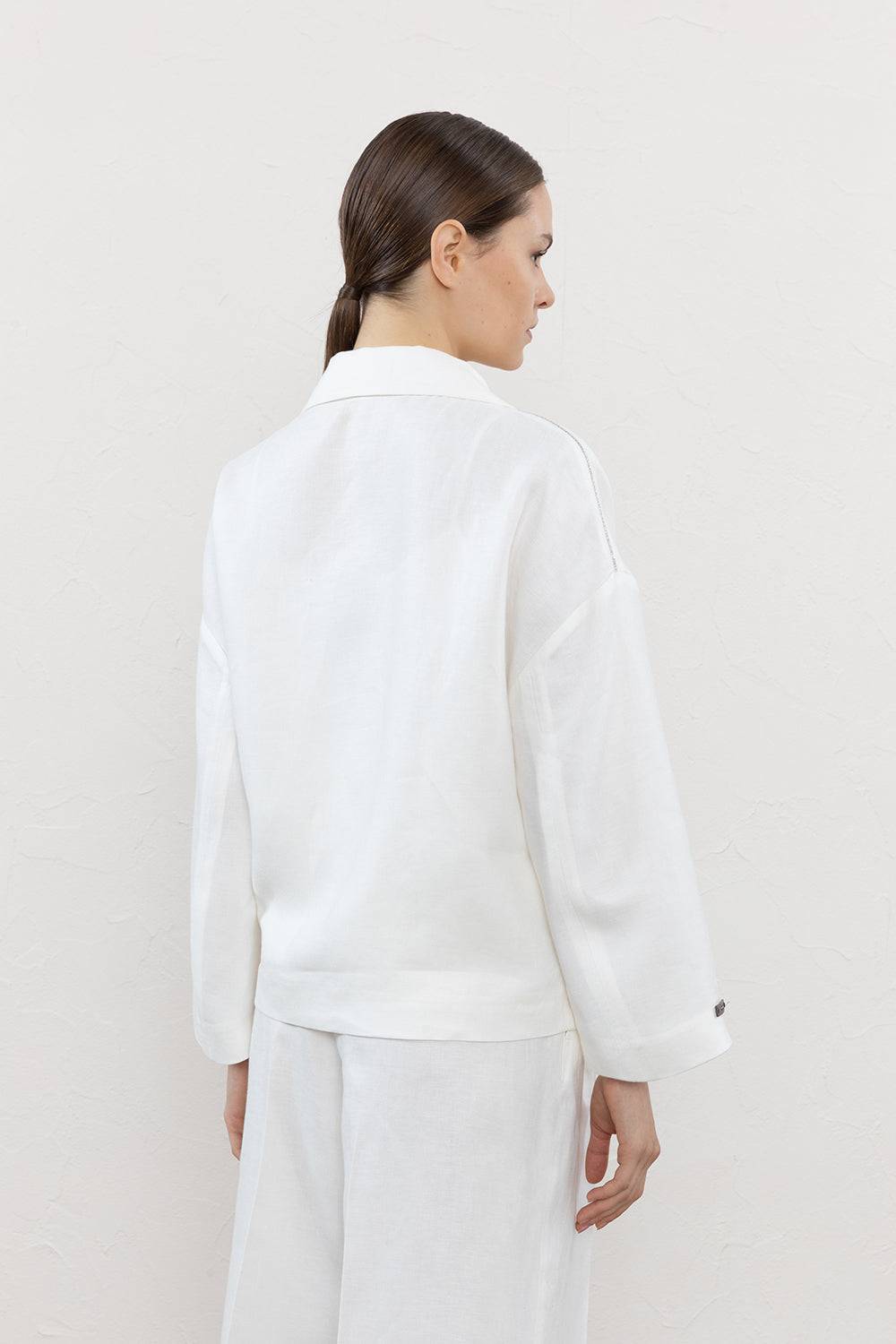 Peserico Blazer Monopetto In Gabardina Di Puro Lino