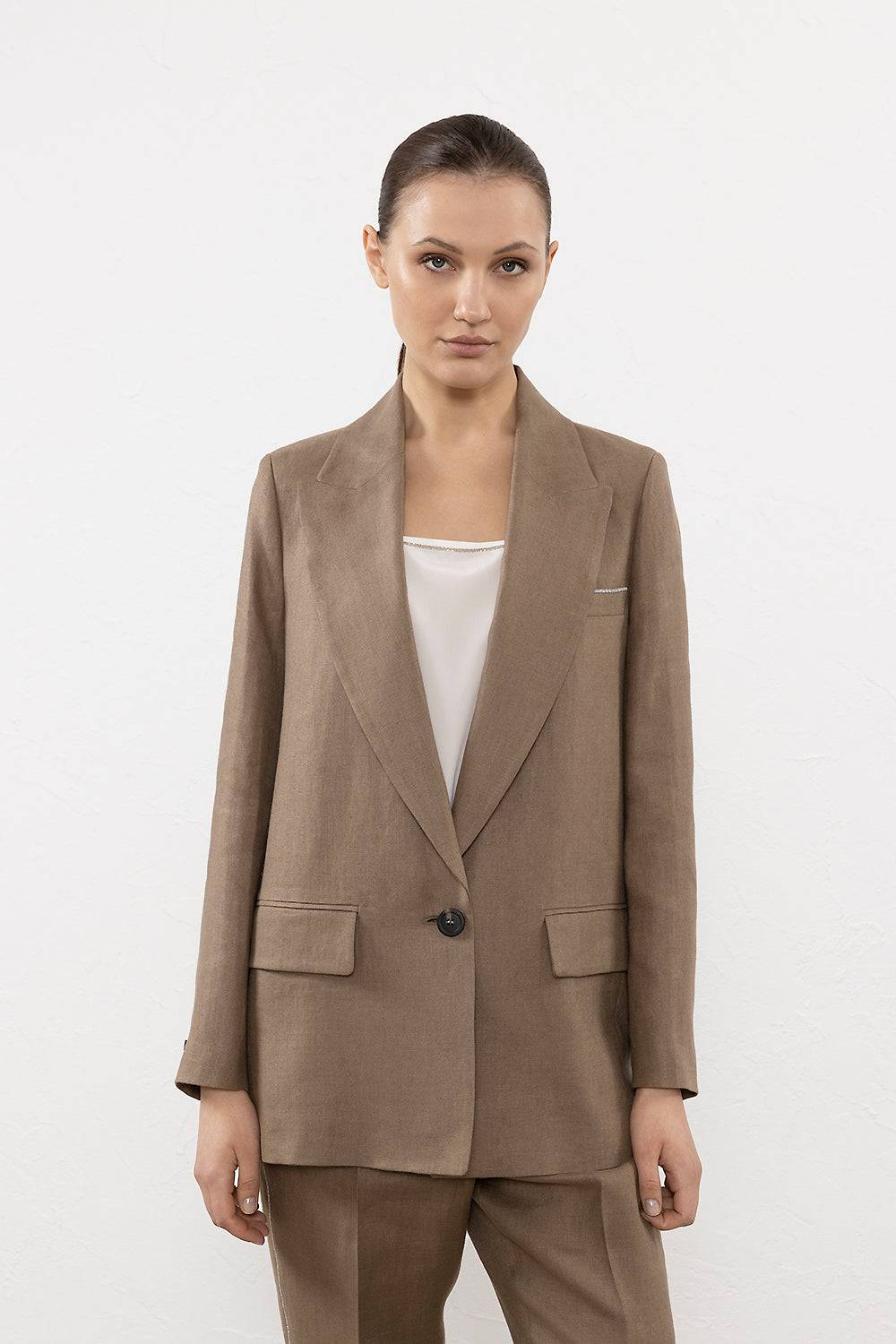 Peserico Blazer monopetto in gabardina di puro lino
