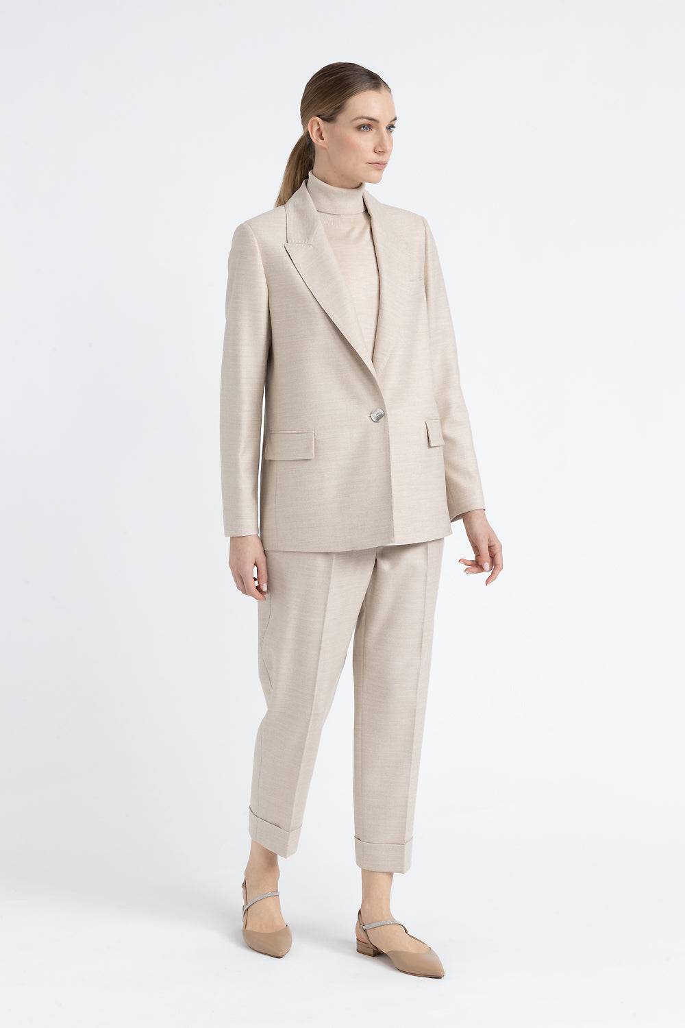 Peserico Blazer Monopetto In Lana Jaspé Comfort Loro Piana