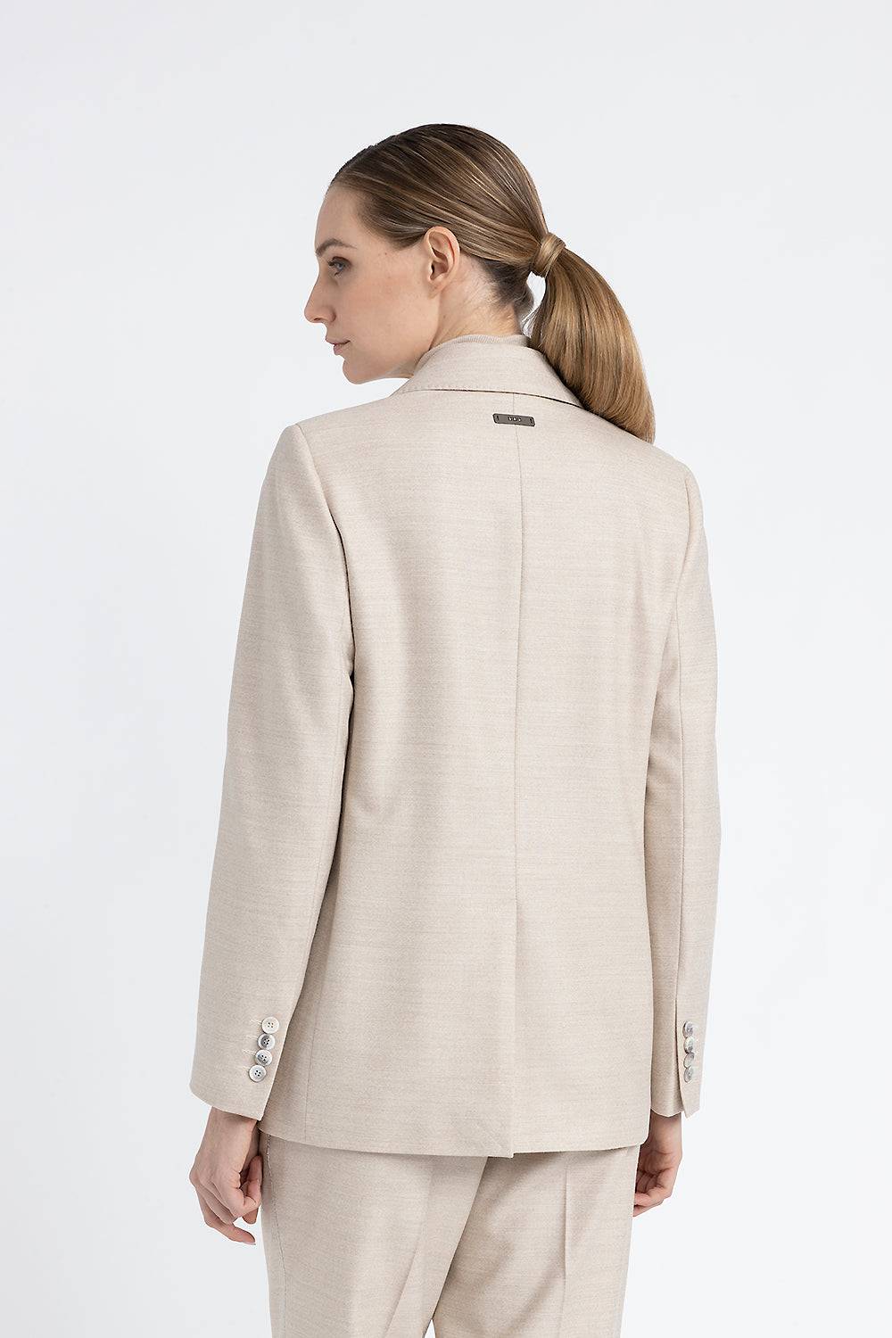 Peserico Blazer Monopetto In Lana Jaspé Comfort Loro Piana