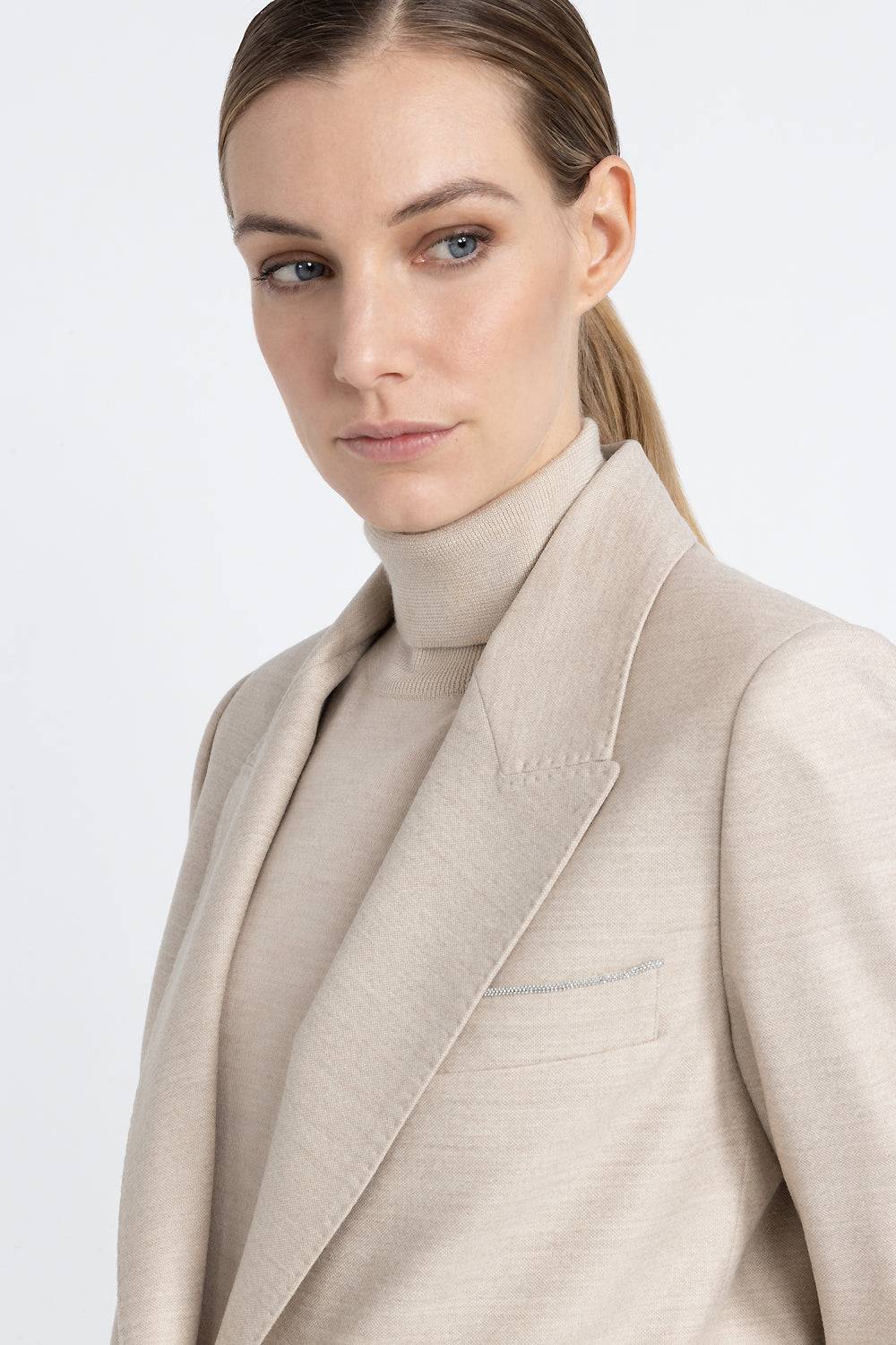 Peserico Blazer Monopetto In Lana Jaspé Comfort Loro Piana