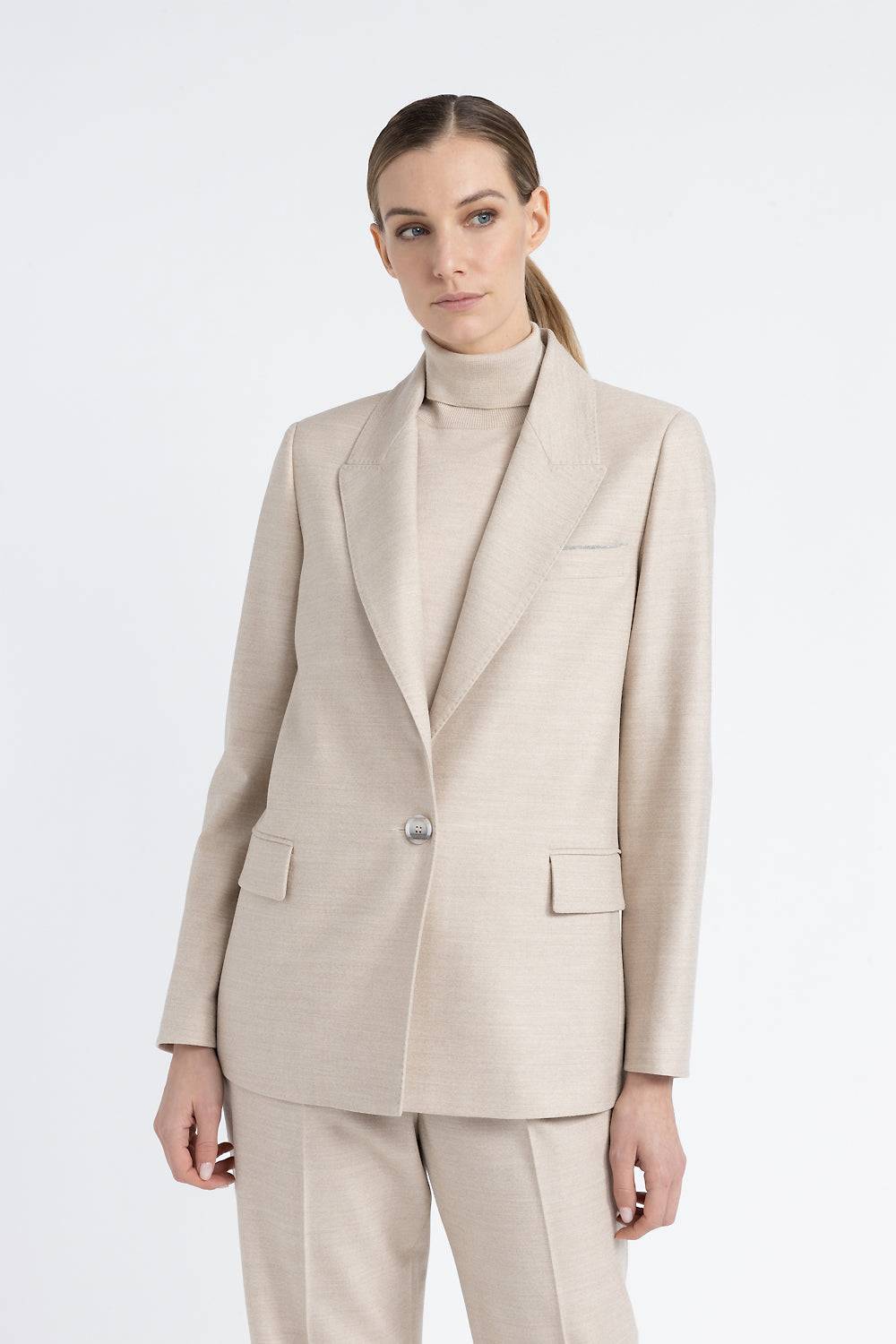 Peserico Blazer monopetto in lana jaspé comfort Loro Piana