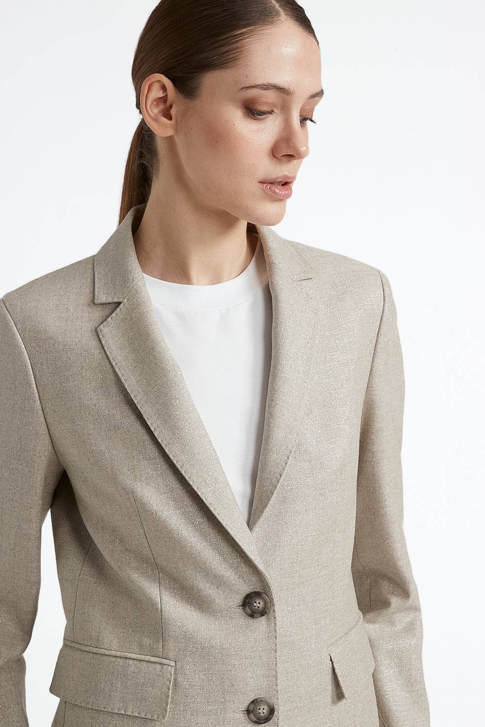 Peserico Blazer Monopetto In Lana Stretch Con Lurex