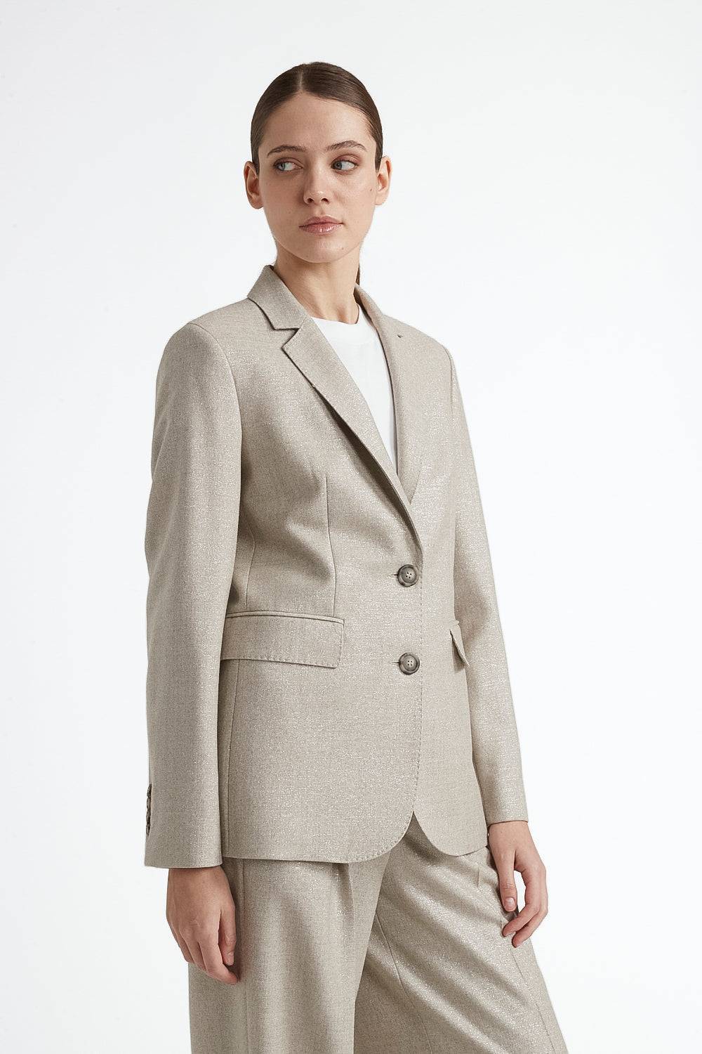 Peserico Blazer monopetto in lana stretch con lurex