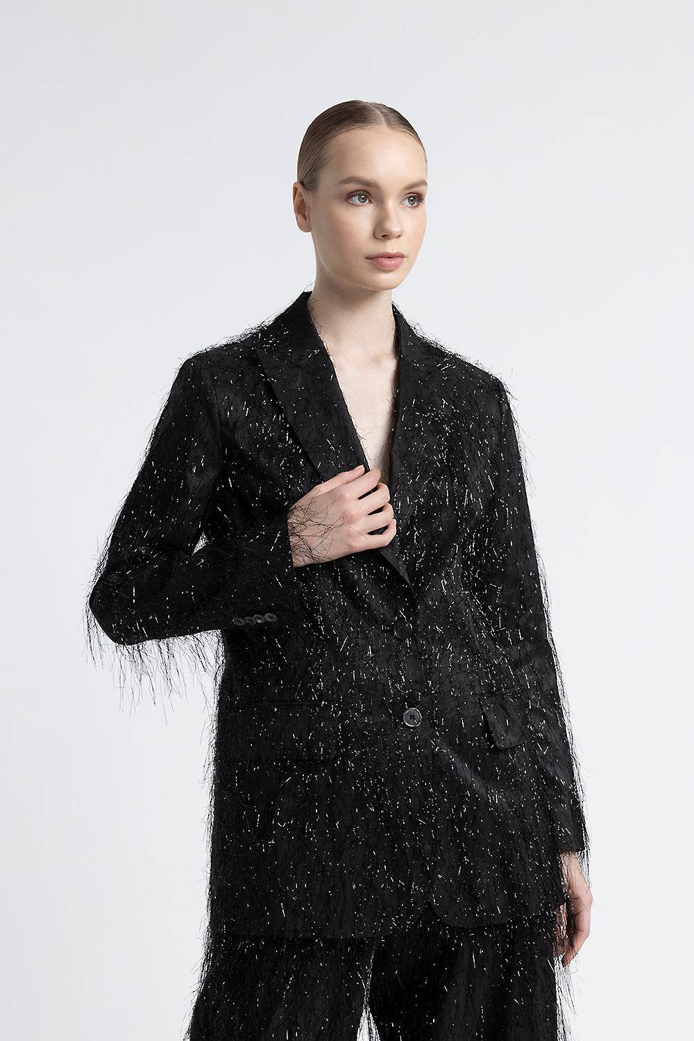 Peserico Blazer monopetto in misto viscosa con lurex