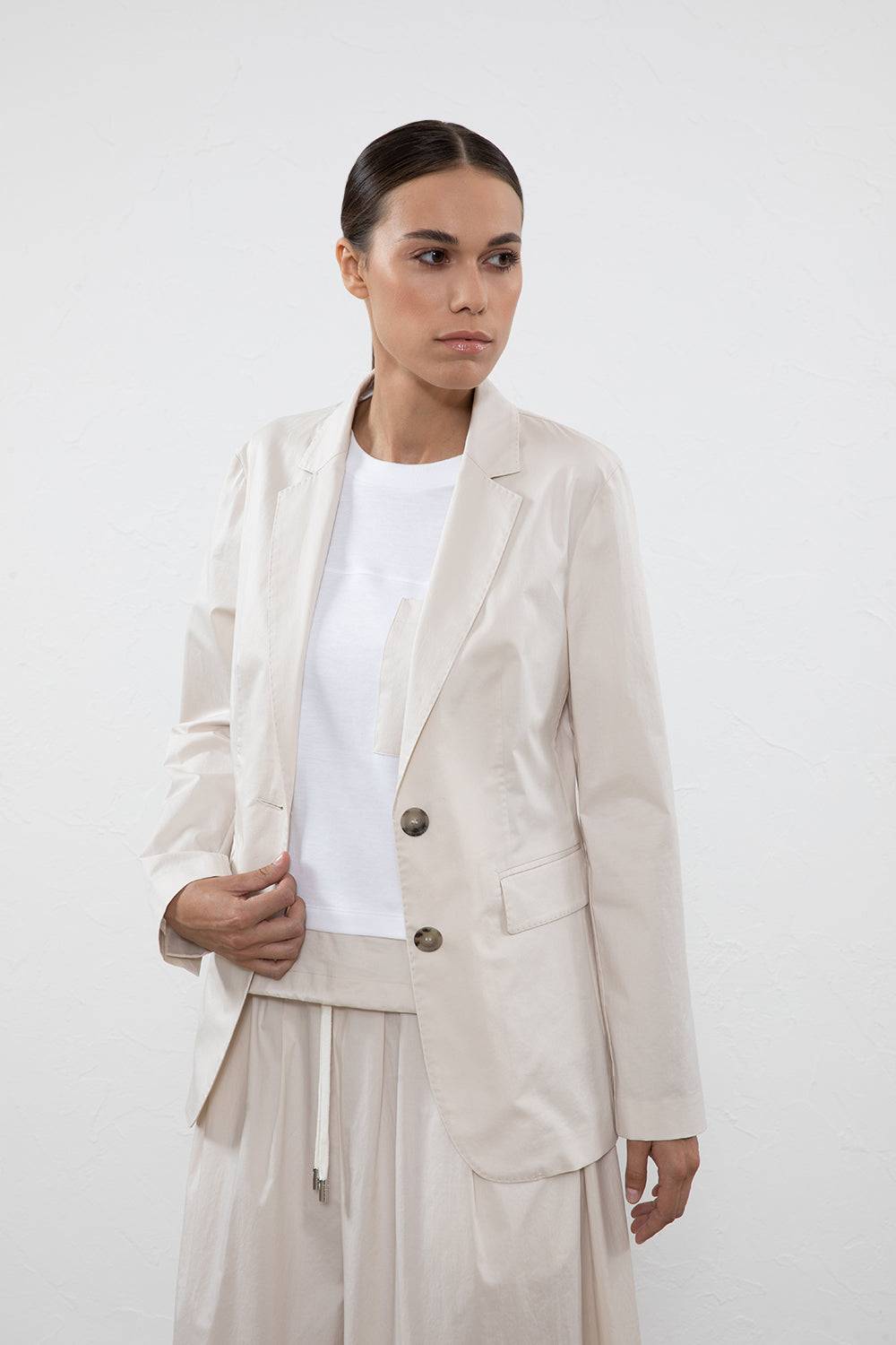 Peserico Blazer monopetto in raso leggero di cotone stretch