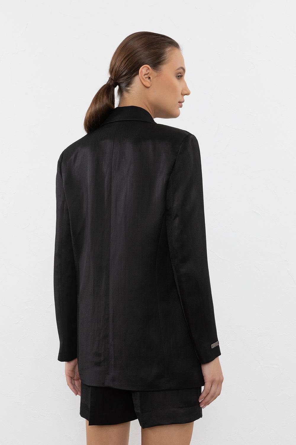 Peserico Blazer Monopetto In Stuoia Di Viscosa E Bamboo