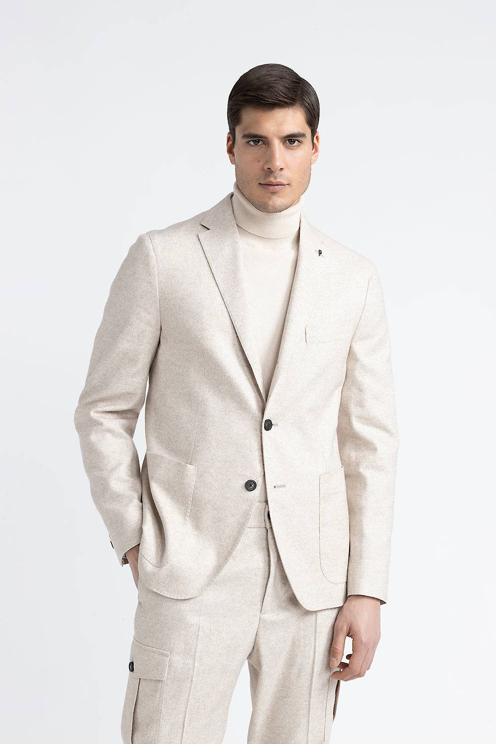 Peserico Blazer monopetto in tweed di lana, seta e cashmere