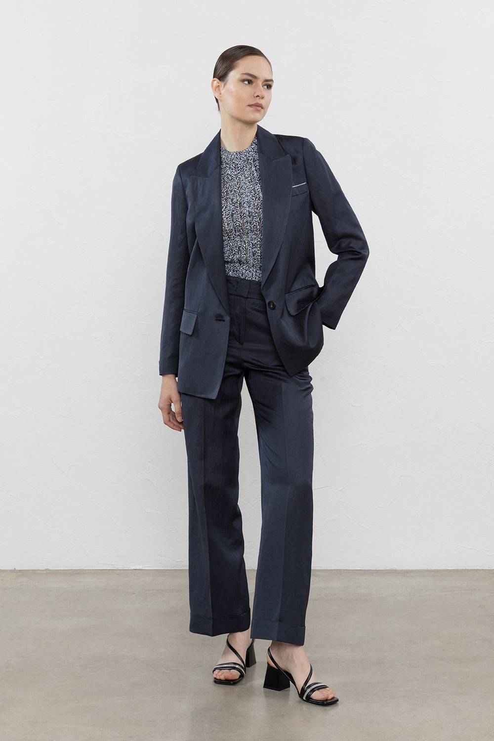 Peserico Blazer Monopetto In Twill Di Viscosa, Lino E Cotone