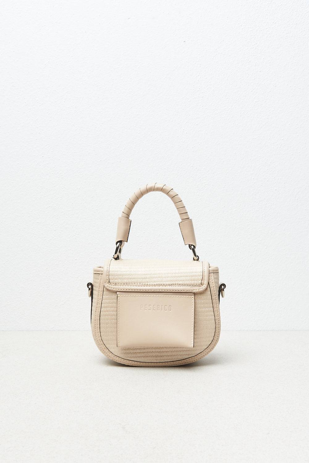 Peserico Borsa A Mano Torchon In Pelle E Tessuto Effetto Paglia