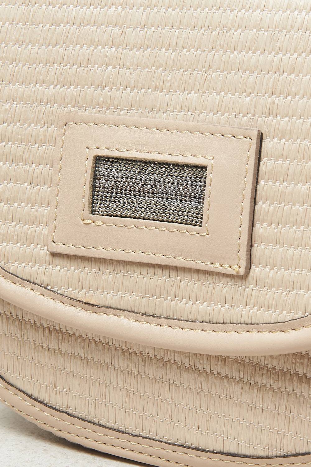 Peserico Borsa A Mano Torchon In Pelle E Tessuto Effetto Paglia