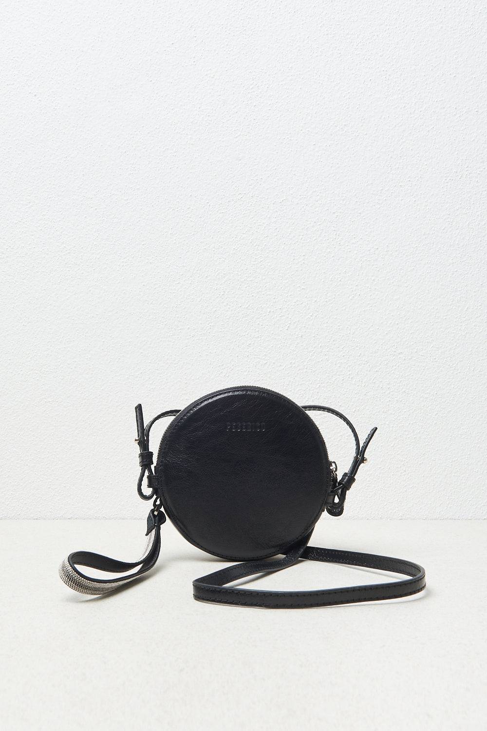 Peserico Borsa rotonda in pelle con polsiera e tracolla