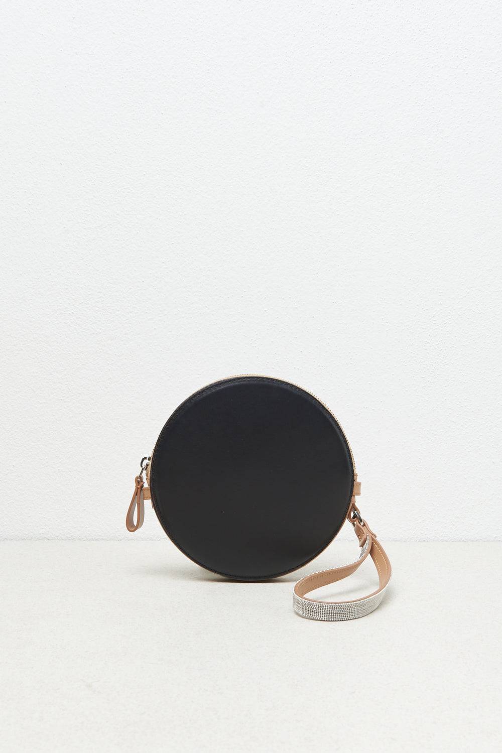 Peserico Borsa Rotonda In Vera Pelle Con Polsiera E Tracolla