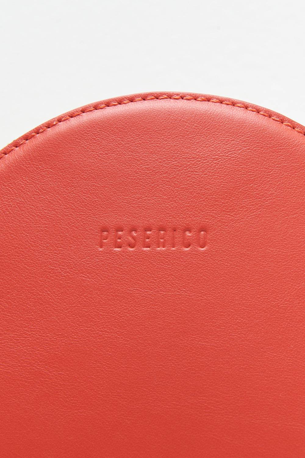 Peserico Borsa Rotonda In Vera Pelle Con Polsiera E Tracolla