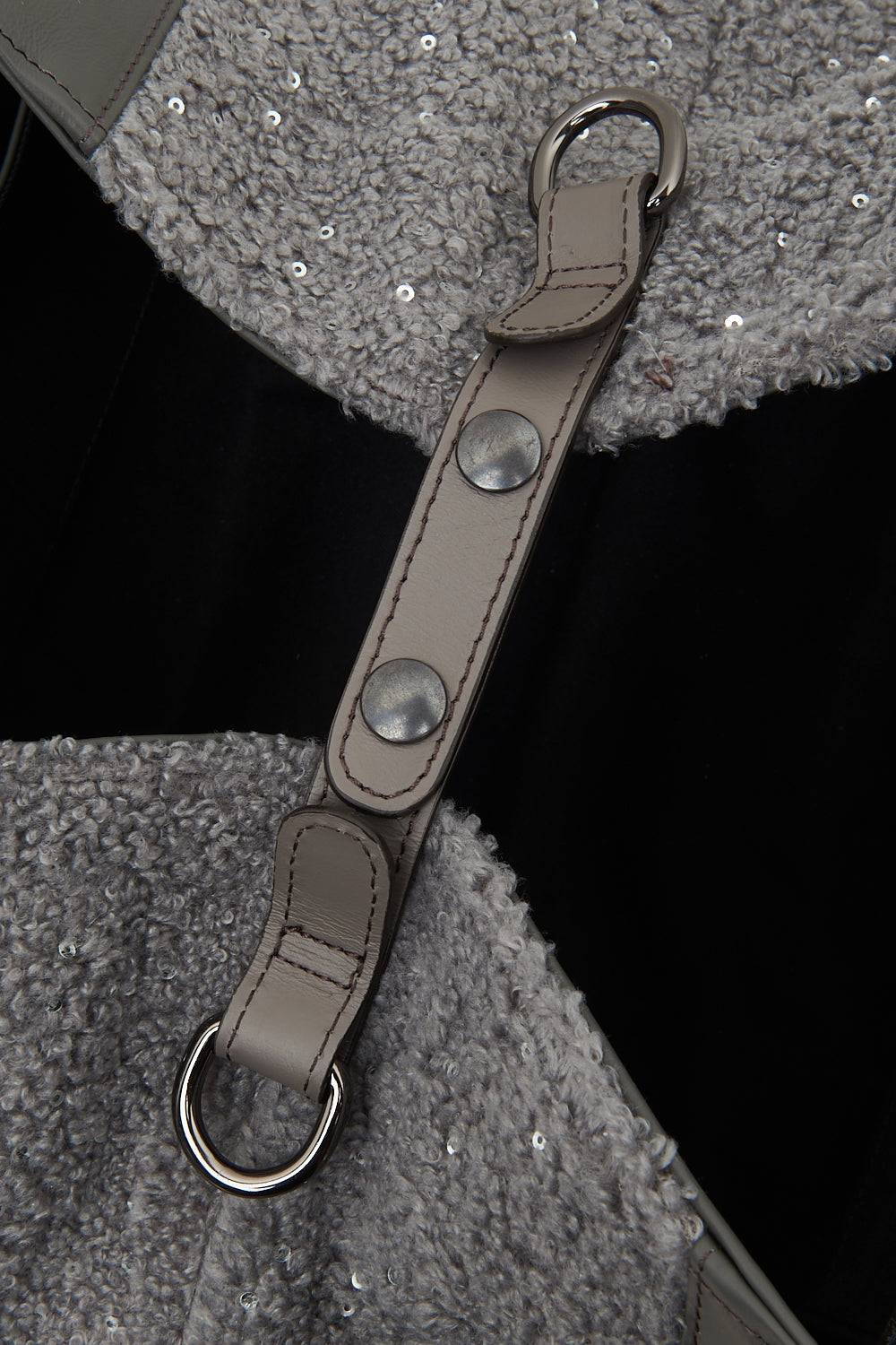 Peserico Borsa Shopping In Eco-pelliccia Con Paillettes E Punto Luce