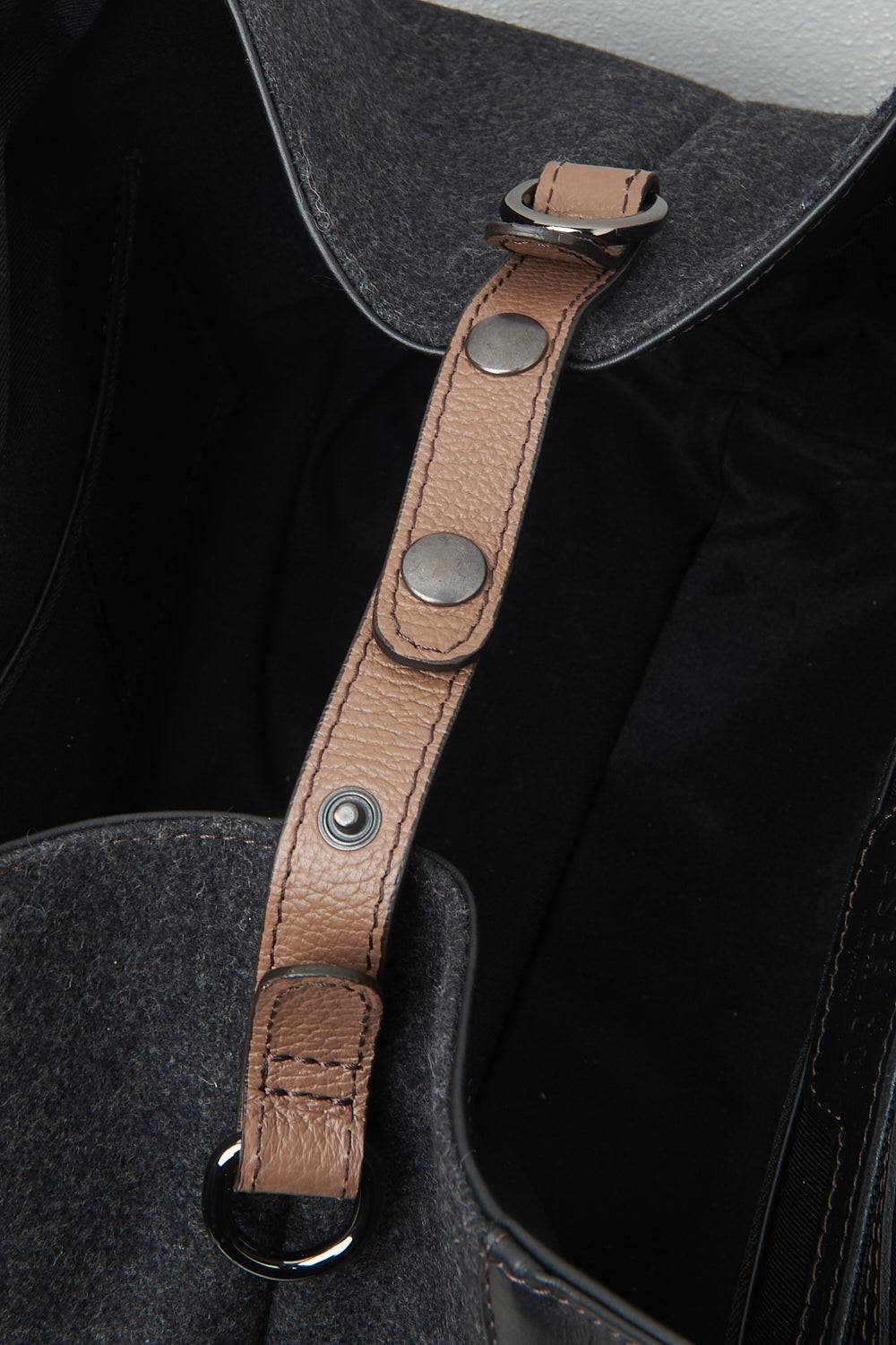 Peserico Borsa Shopping In Feltro, Vera Pelle E Punto Luce