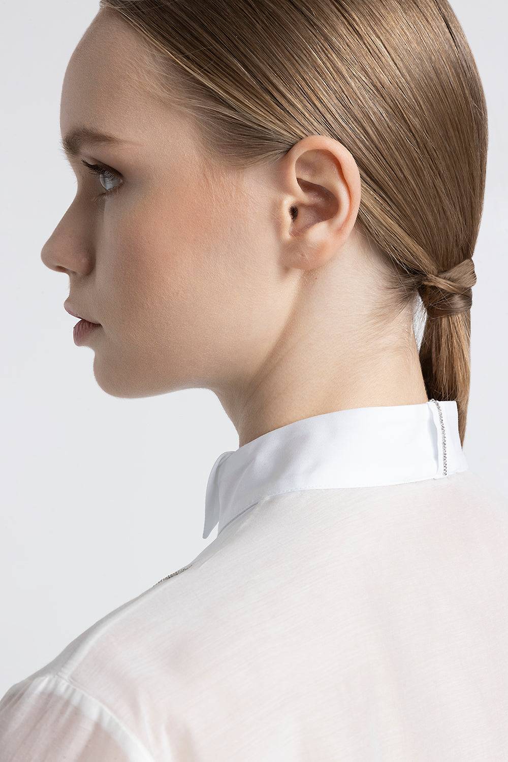 Peserico Camicia In Cotone E Seta Con Collo A Smoking