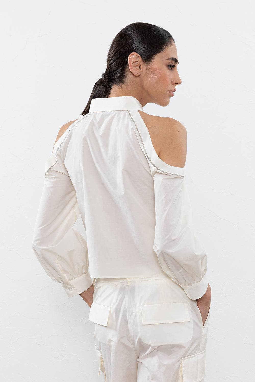 Peserico Camicia In Popeline In Misto Cotone Mano Vela