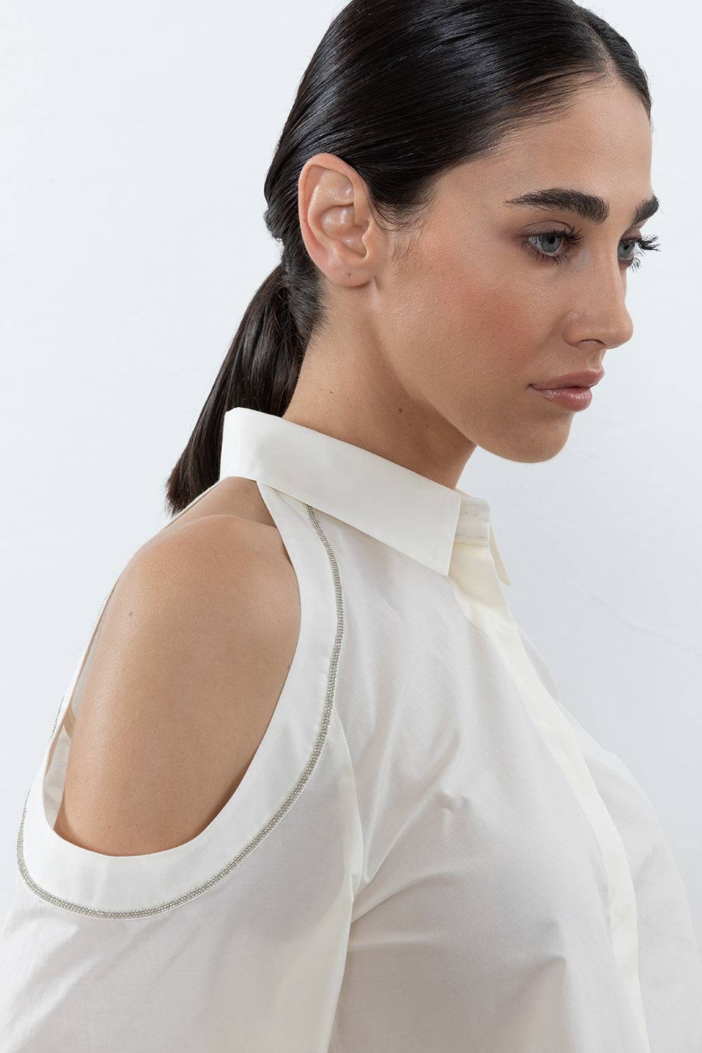 Peserico Camicia In Popeline In Misto Cotone Mano Vela