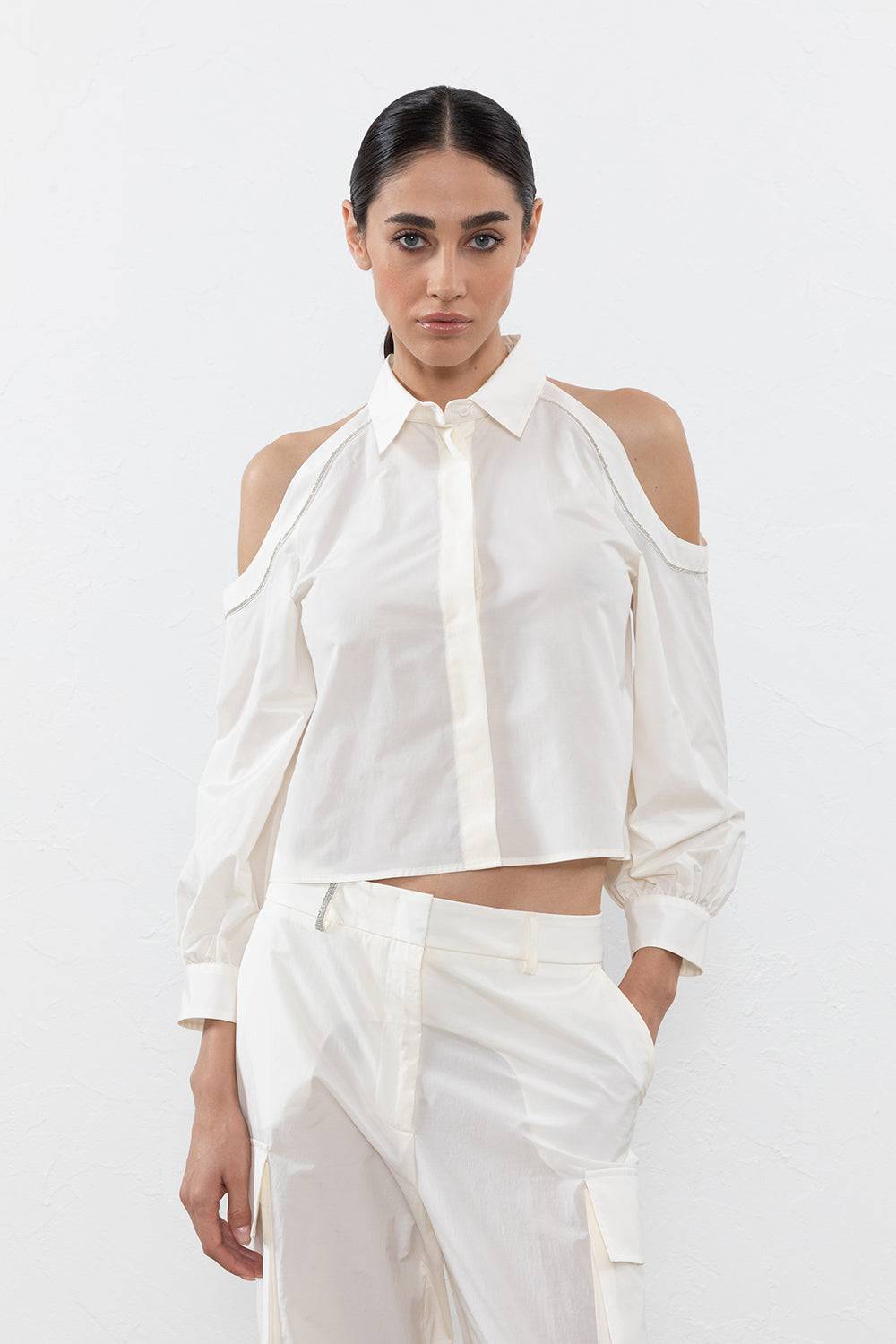 Peserico Camicia in popeline in misto cotone mano vela