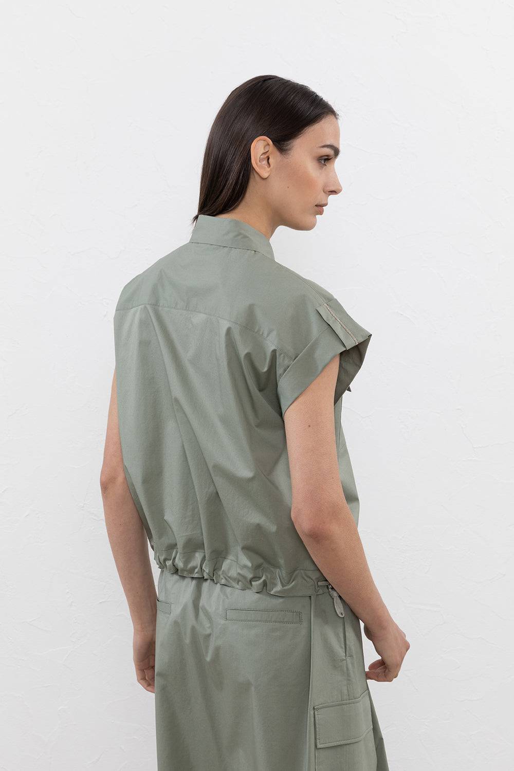 Peserico Camicia In Raso Leggero Di Cotone "mano Vela" Con Coulisse