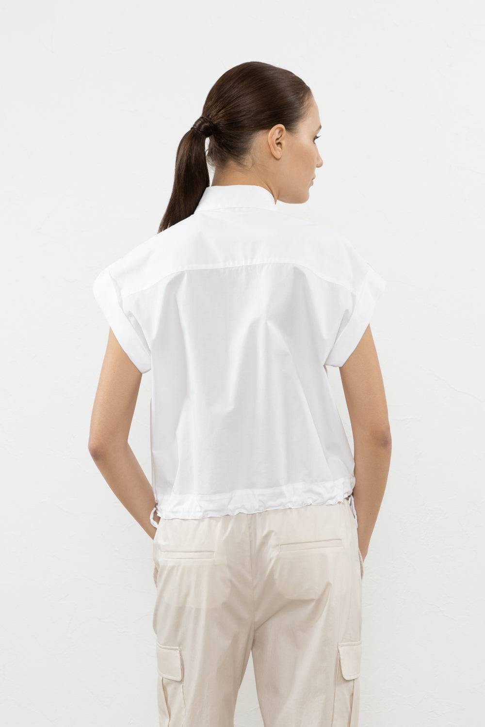 Peserico Camicia In Raso Leggero Di Cotone "mano Vela" Con Coulisse