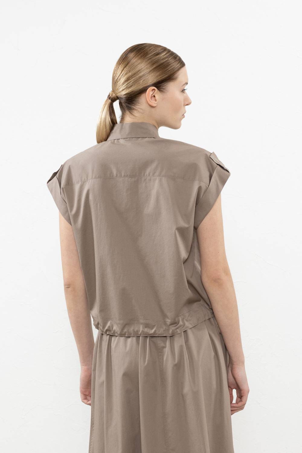 Peserico Camicia In Raso Leggero Di Cotone "mano Vela" Con Coulisse