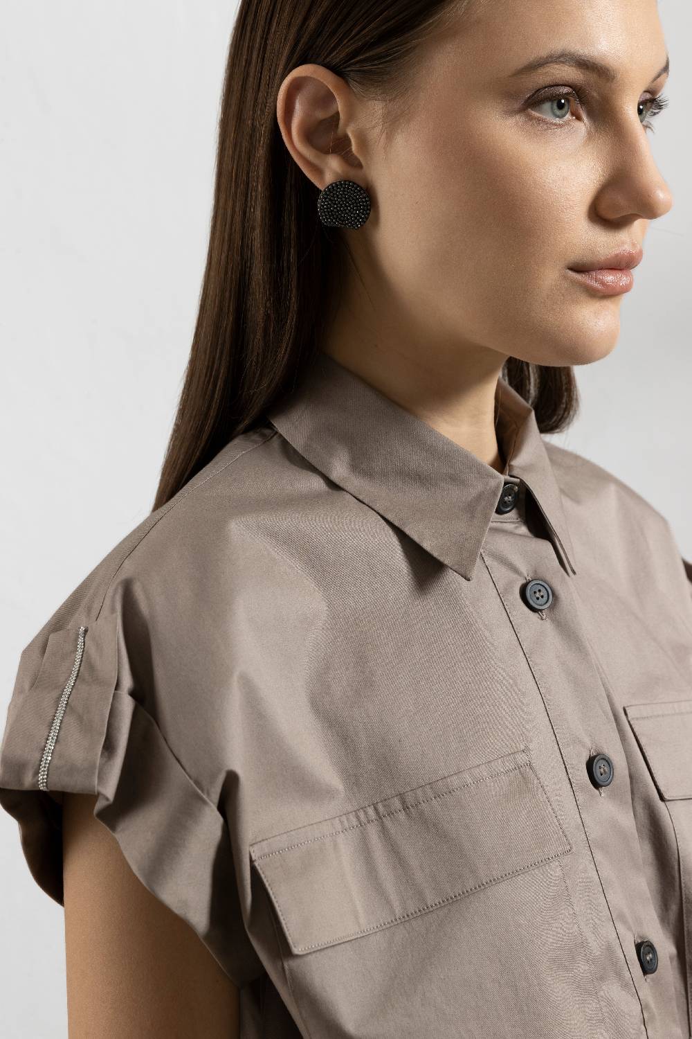 Peserico Camicia In Raso Leggero Di Cotone "mano Vela" Con Coulisse