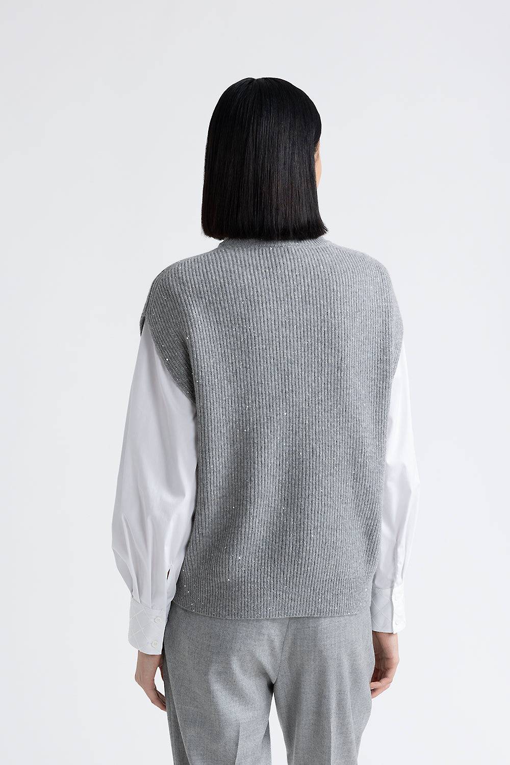 Peserico Cappa Senza Maniche In Lana E Cashmere Con Lurex E Paillettes