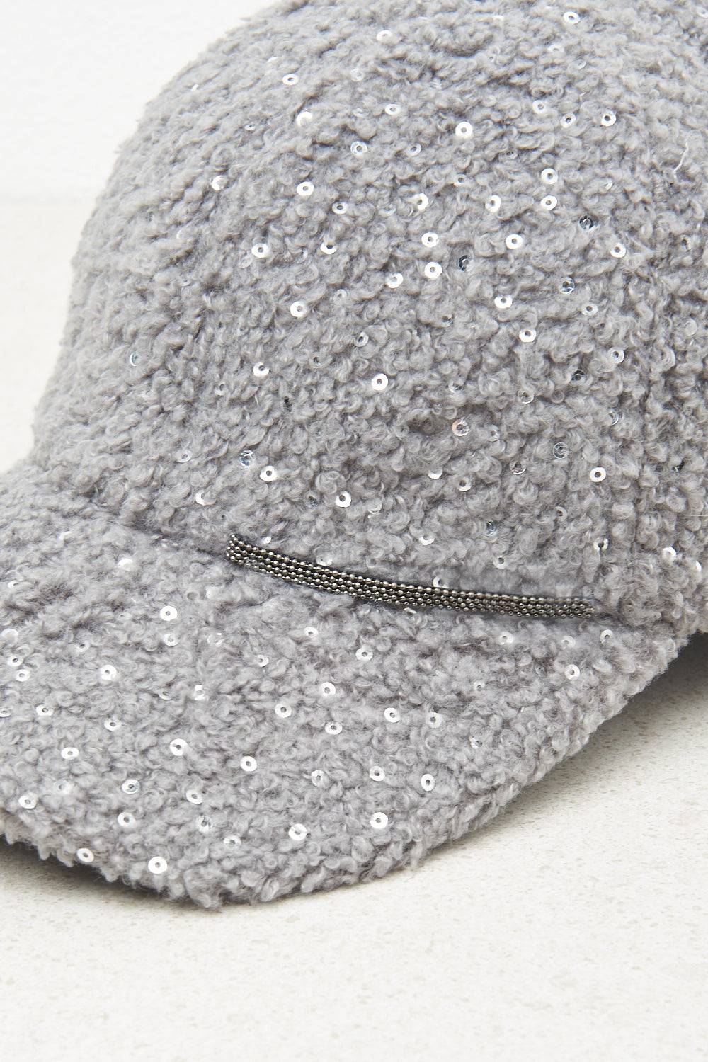 Peserico Cappello Baseball In Eco-pelliccia Con Paillettes
