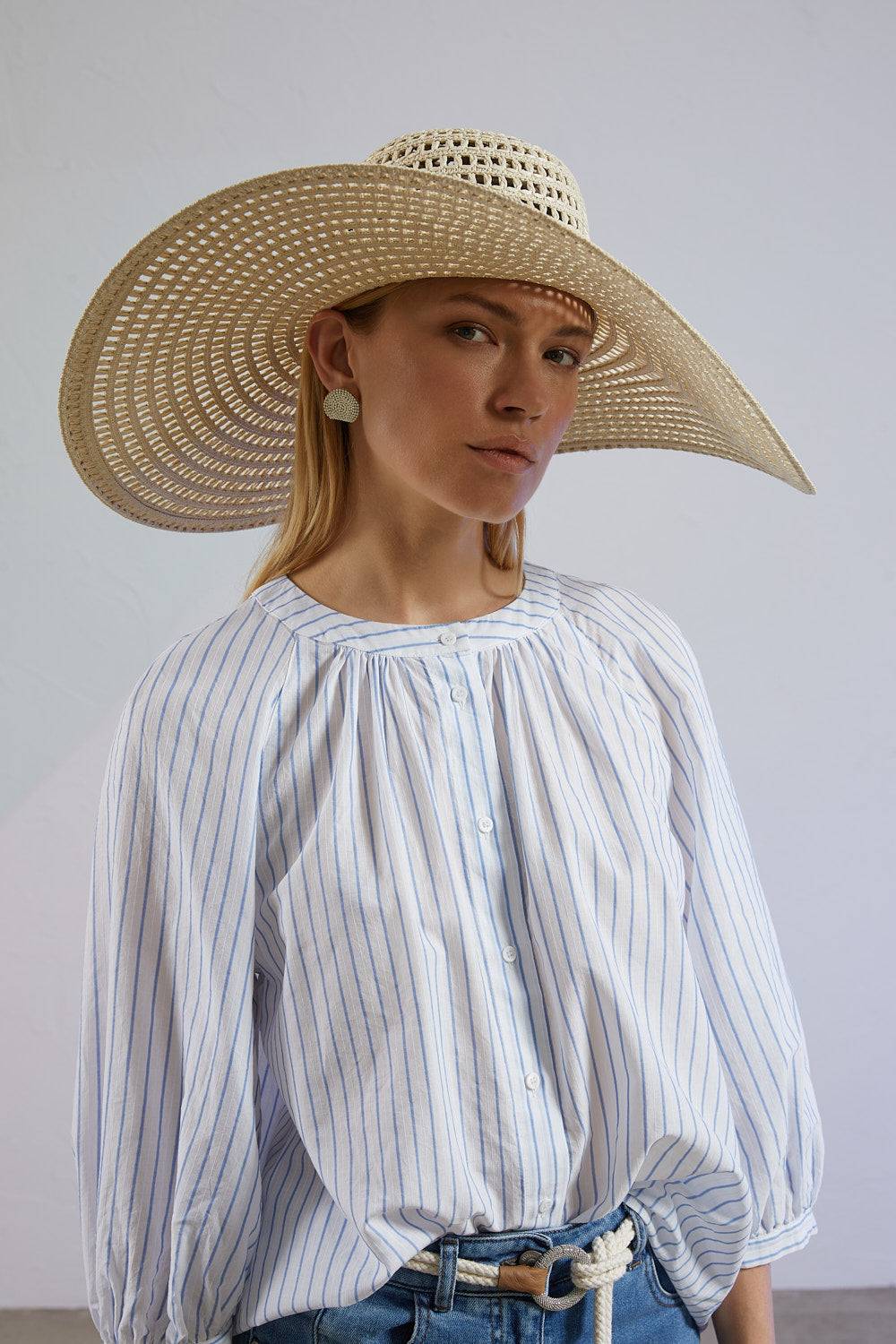 Peserico Cappello Con Intreccio A Mano E Cinturino In Vera Pelle