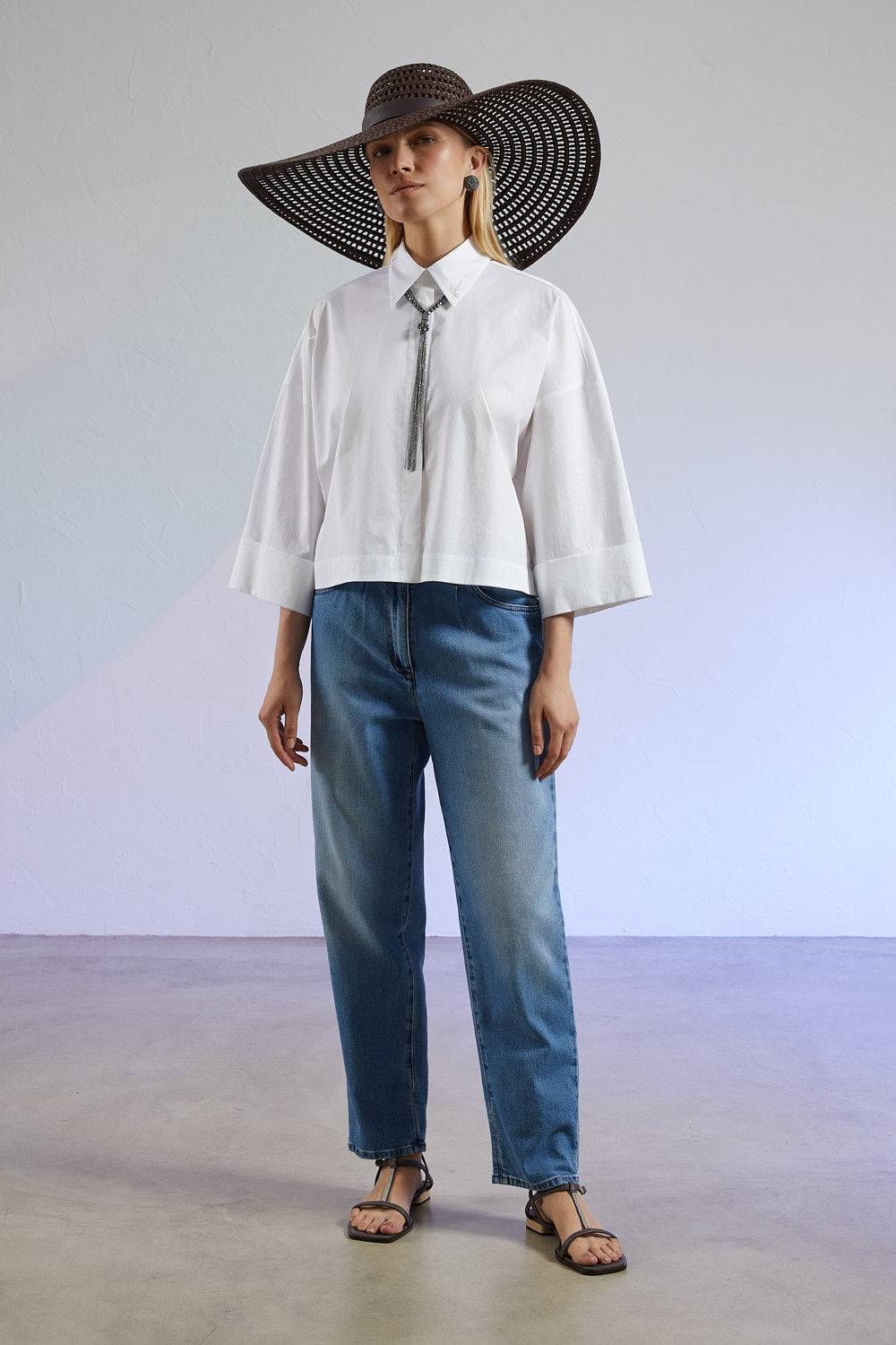 Peserico Cappello Con Intreccio A Mano E Cinturino In Vera Pelle