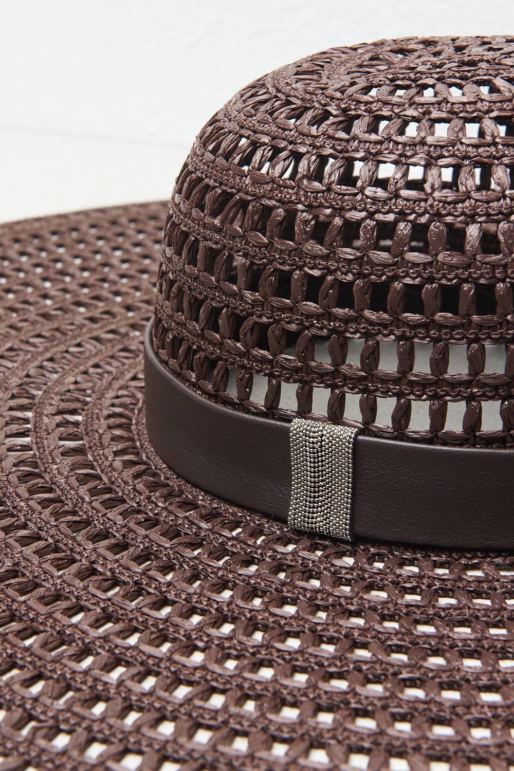 Peserico Cappello Con Intreccio A Mano E Cinturino In Vera Pelle