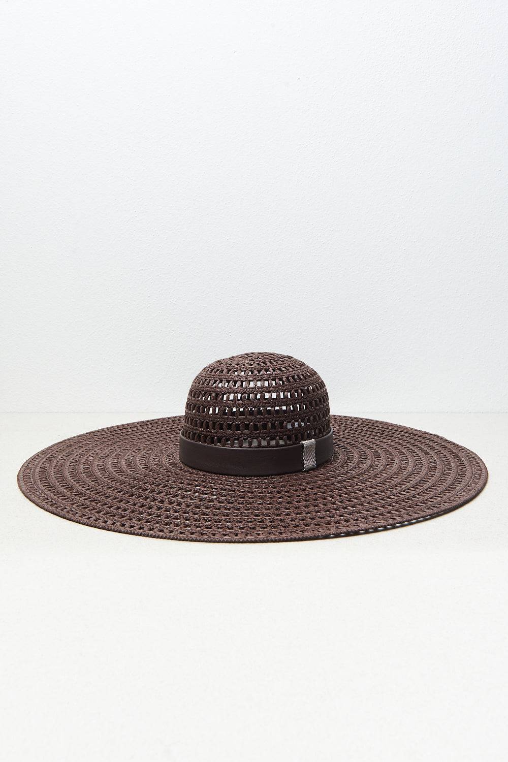 Peserico Cappello con intreccio a mano e cinturino in vera pelle