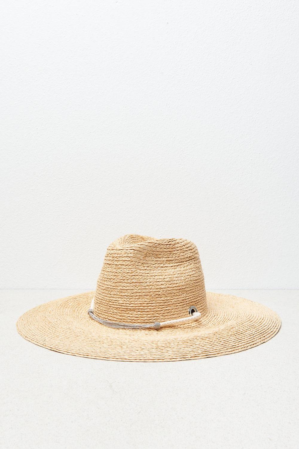 Peserico Cappello Fedora In Rafia Con Cinturino In Corda E Punto Luce