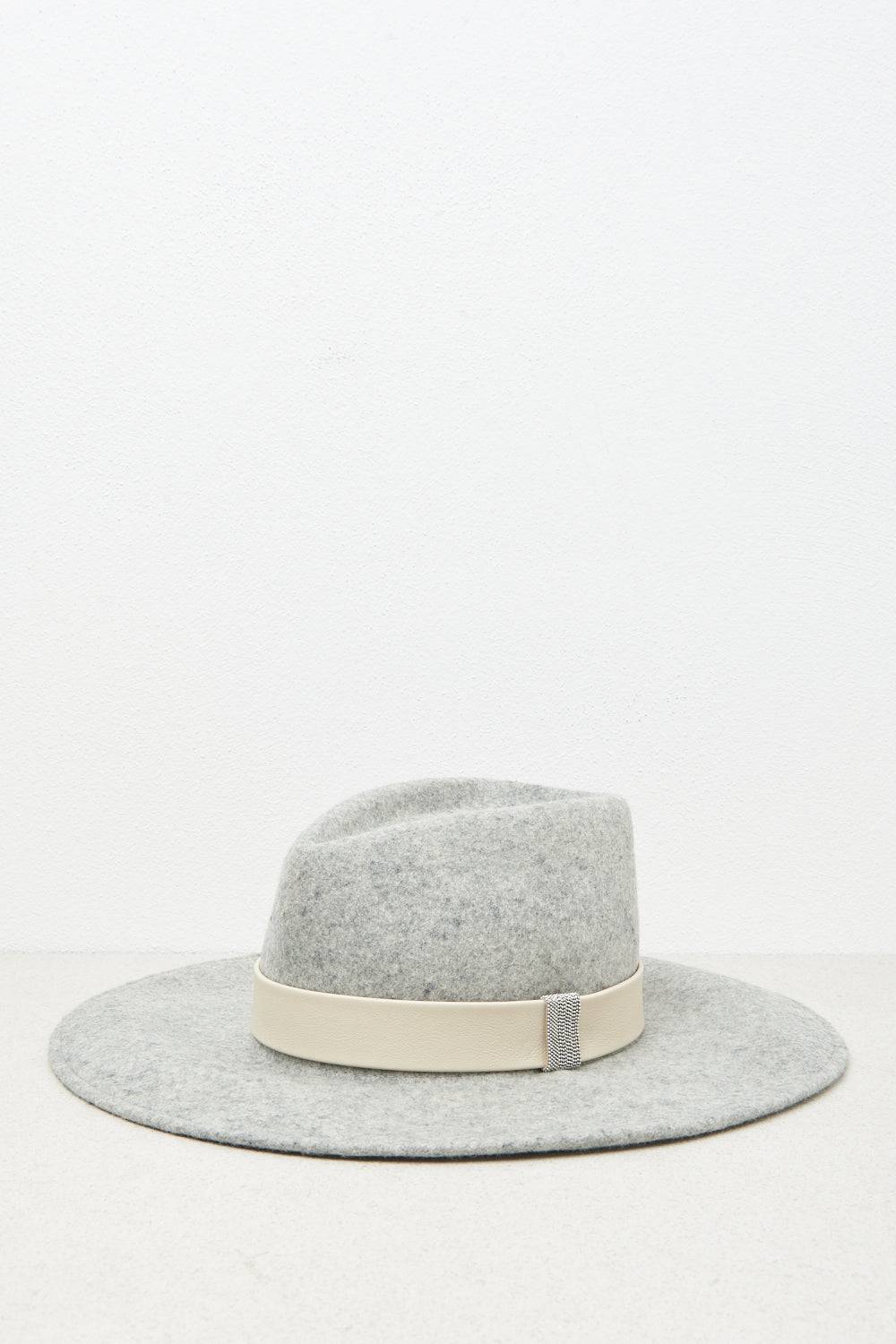 Peserico Cappello Fedora tesa larga in feltro di lana