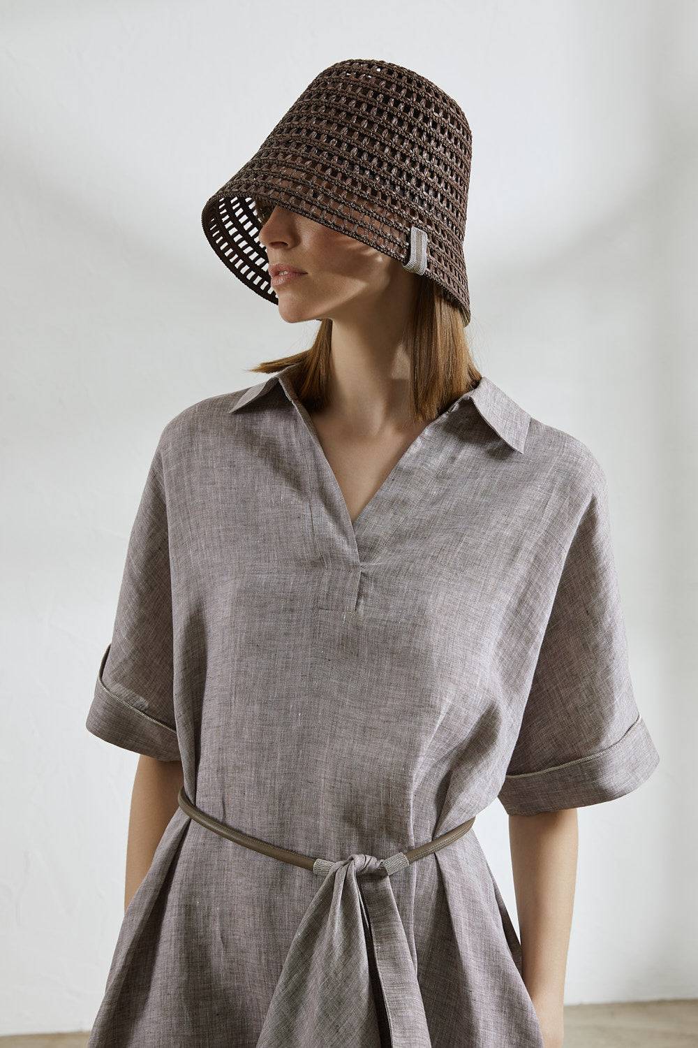 Peserico Cappello Paralume Con Intreccio A Mano E Catena Punto Luce