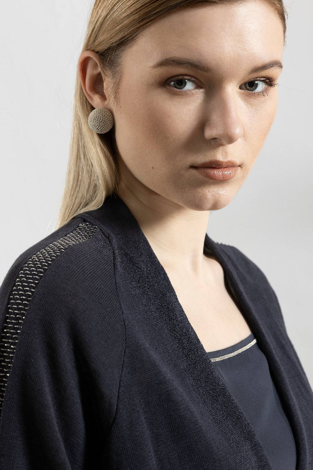 Peserico Cardigan Crop In Filato Di Lino Cotone Crepe