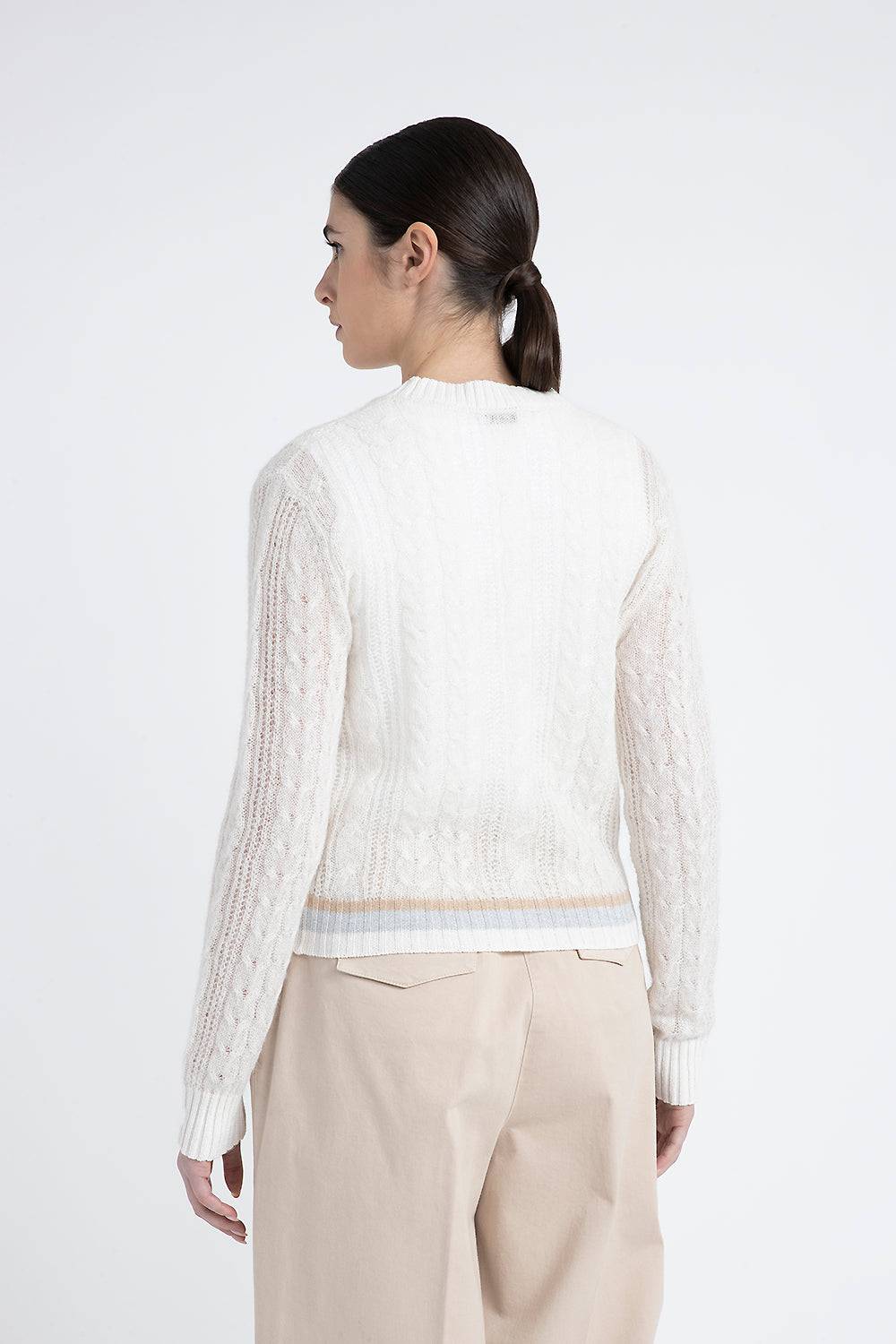 Peserico Cardigan Girocollo A Trecce In Lana Merino, Alpaca E Lurex