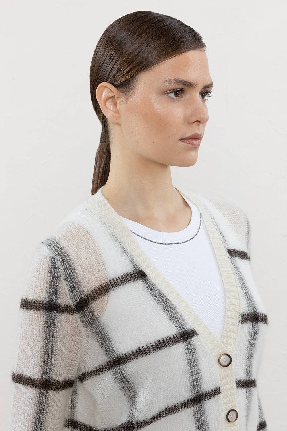 Peserico Cardigan In Baby Alpaca Suri Misto Lana Vergine