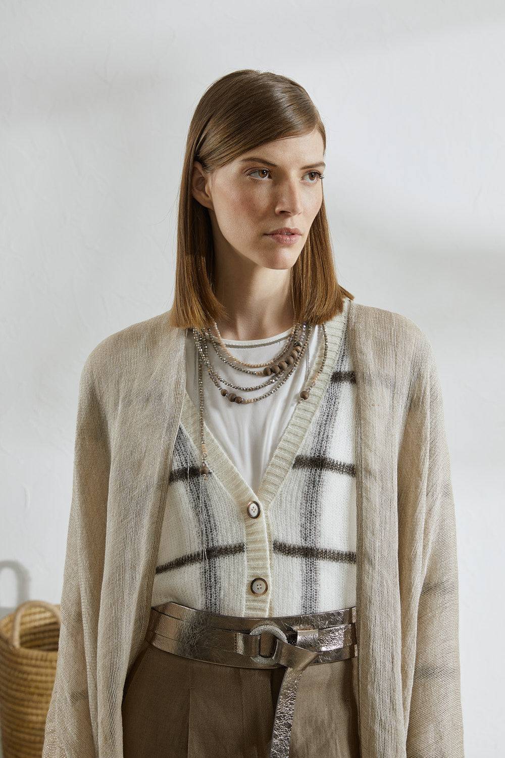 Peserico Cardigan In Baby Alpaca Suri Misto Lana Vergine