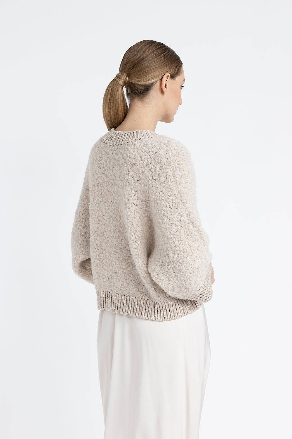 Peserico Cardigan In Bouclé Di Lana D'alpaca, Cashmere, Seta E Lurex