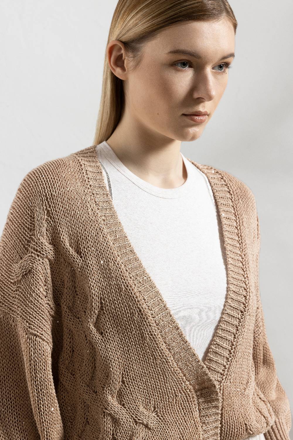 Peserico Cardigan In Cordonetto Di Puro Cotone E Micro Paillettes