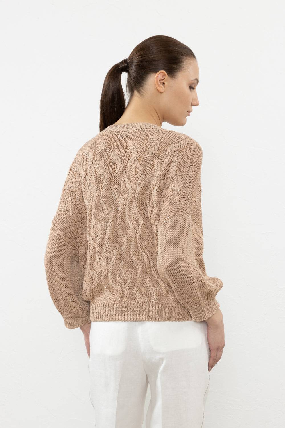 Peserico Cardigan In Cordonetto Di Puro Cotone E Micro Paillettes