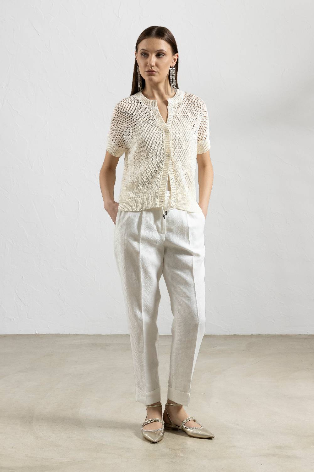 Peserico Cardigan In Cotone Mercerizzato E Micro Paillettes