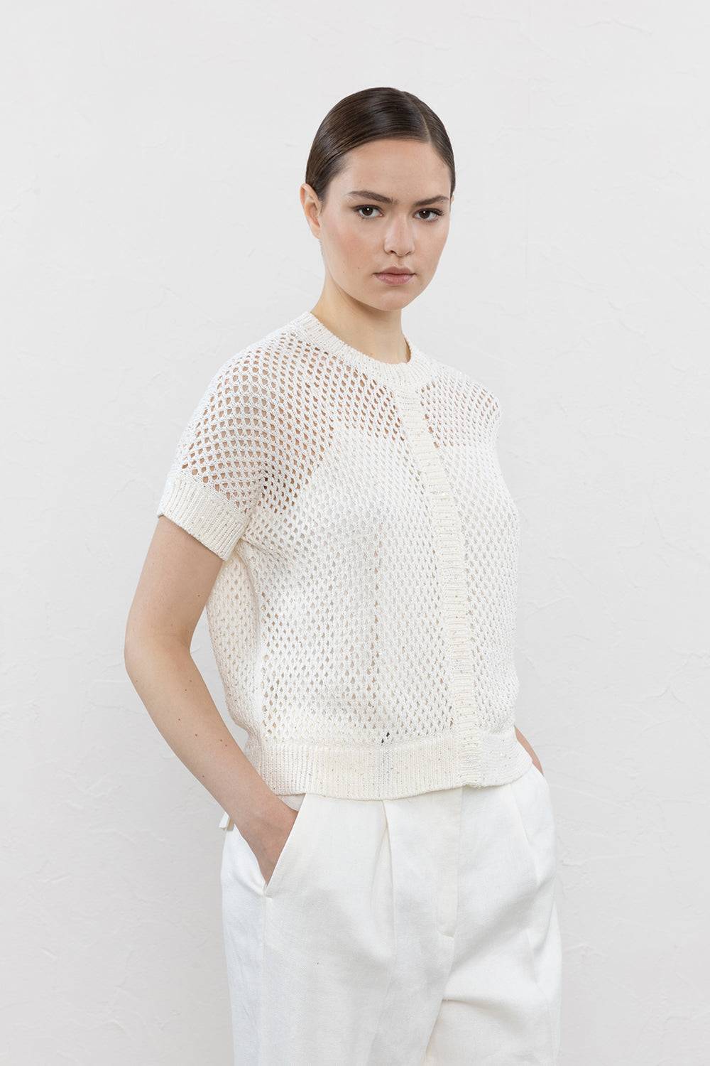 Peserico Cardigan In Cotone Mercerizzato E Micro Paillettes