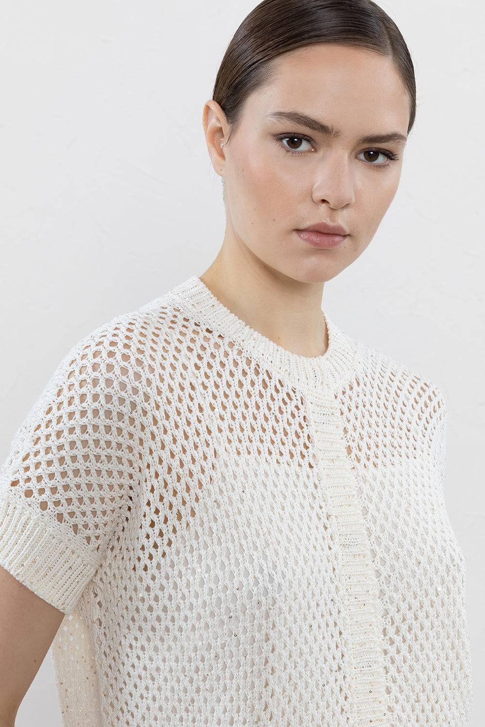 Peserico Cardigan In Cotone Mercerizzato E Micro Paillettes