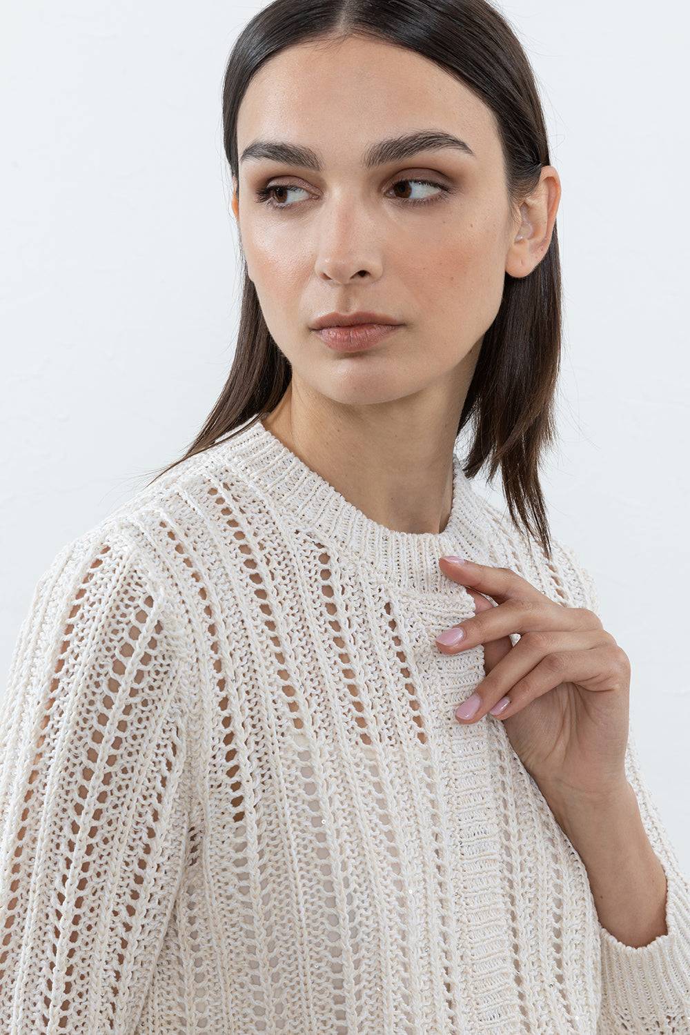 Peserico Cardigan In Puro Cotone E Micro Paillettes