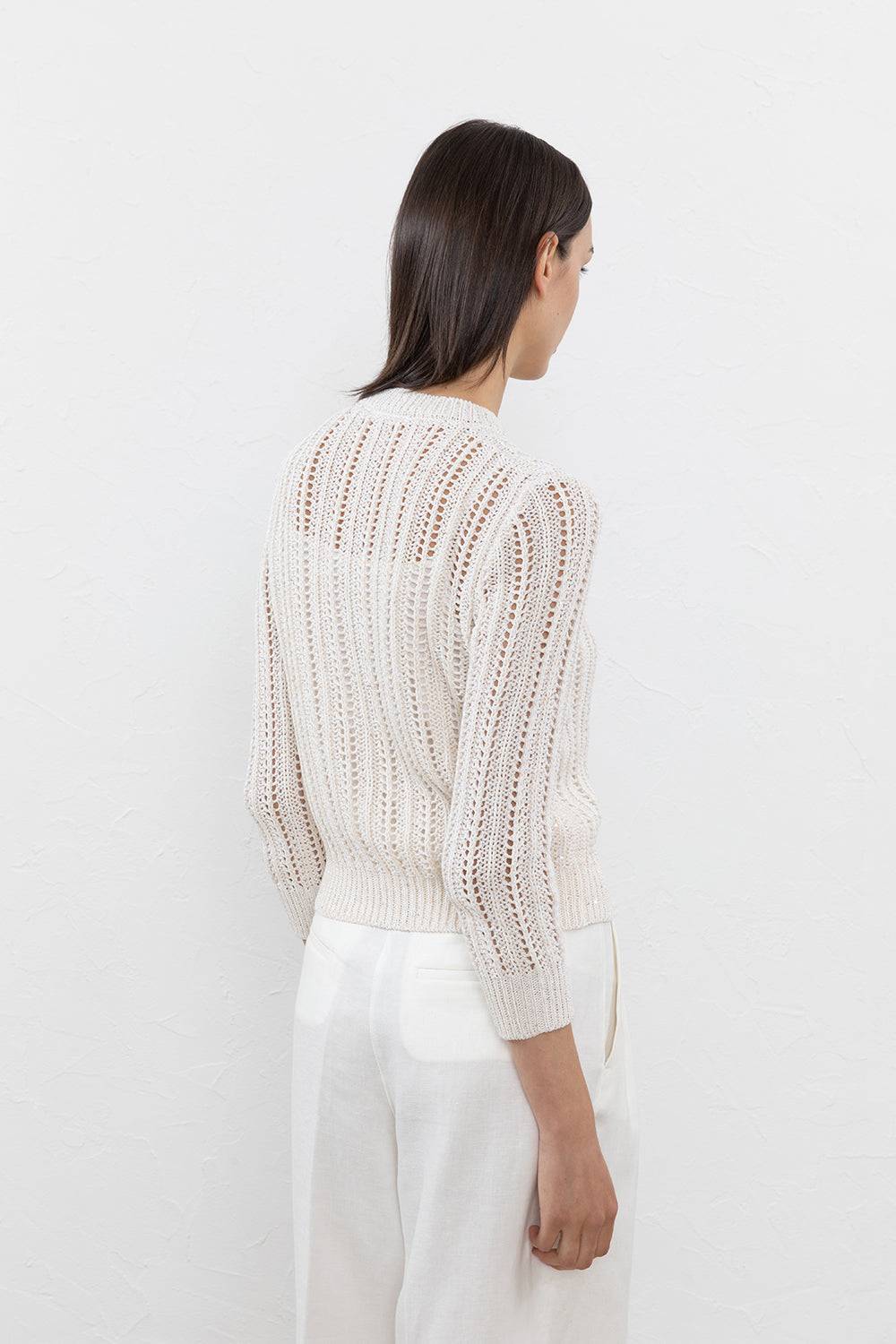 Peserico Cardigan In Puro Cotone E Micro Paillettes